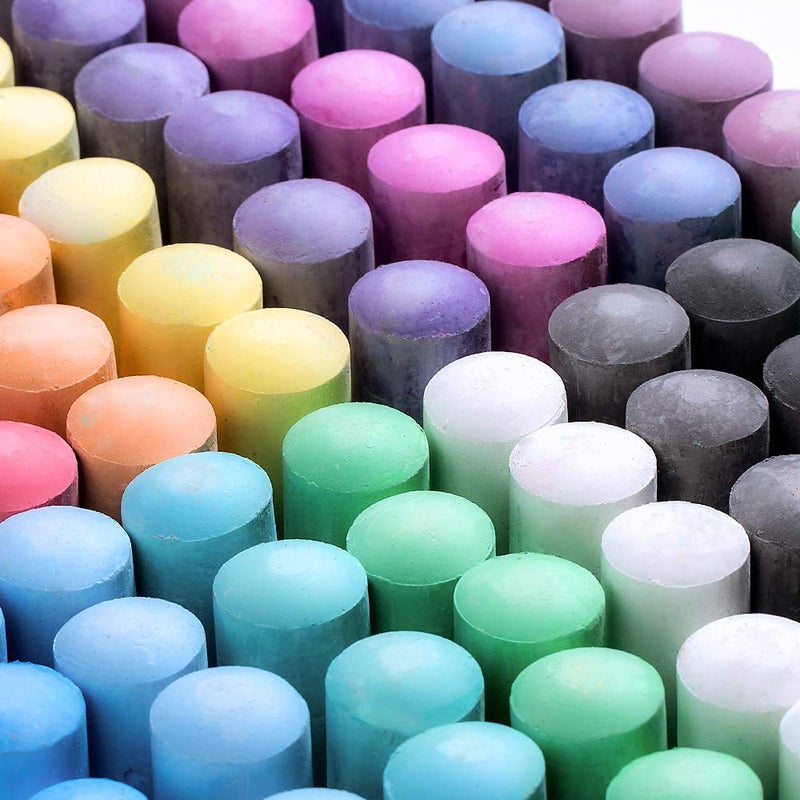 feela Sidewalk Chalk, 144 Pack 18 Colors Sidewalk Chalk Set For Kids Jumbo Chalk Bulk, Great for Kids Family, Paint on Sidewalk School Chalkboard Blackboard Street Playground - Image 1